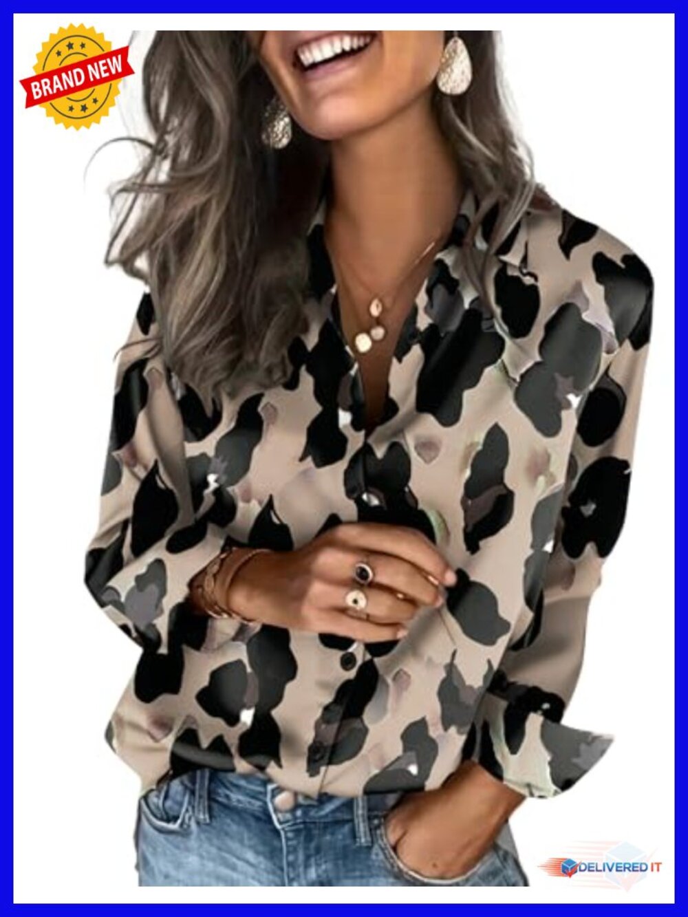 Zeagoo Womens Satin Button Down Shirt Long Sleeve Blouse